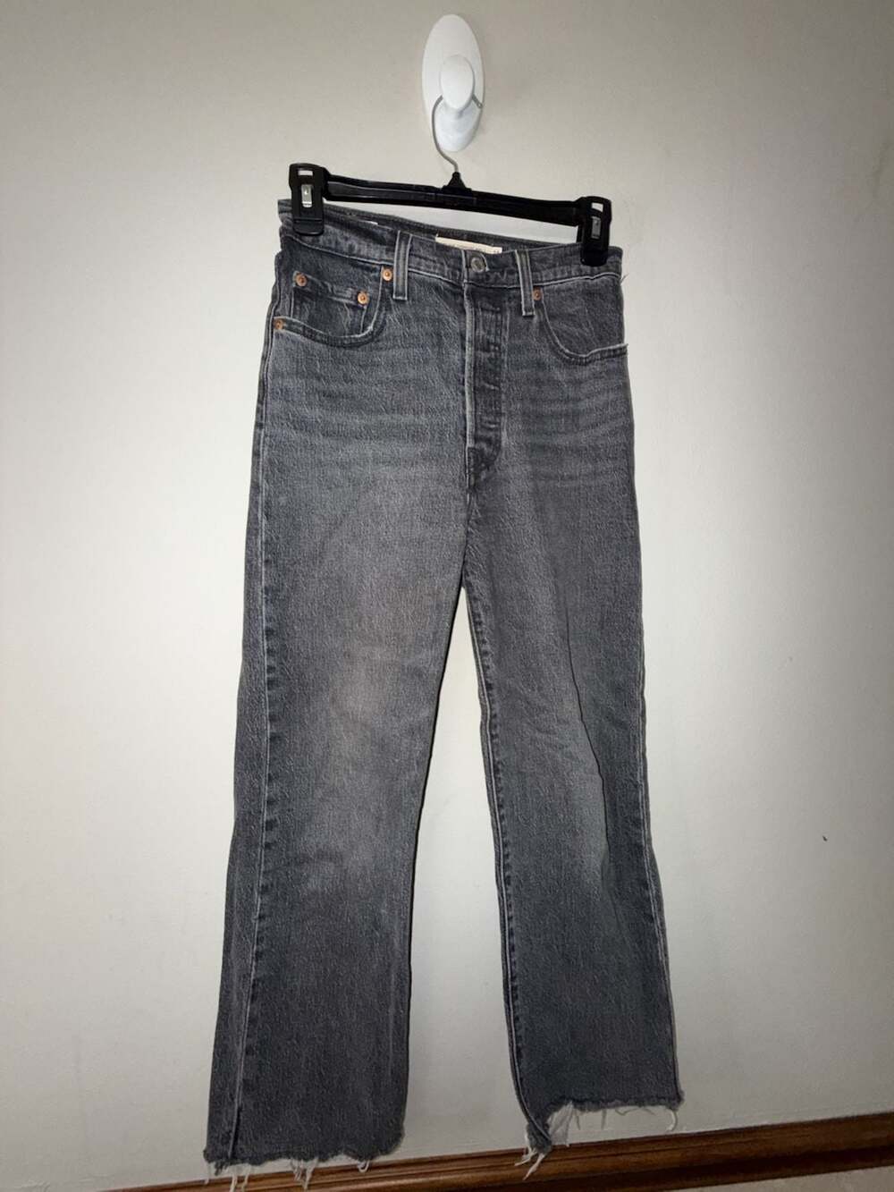 Levi's Premium Ribcage Straight Ankle Faded Black Denim Jeans